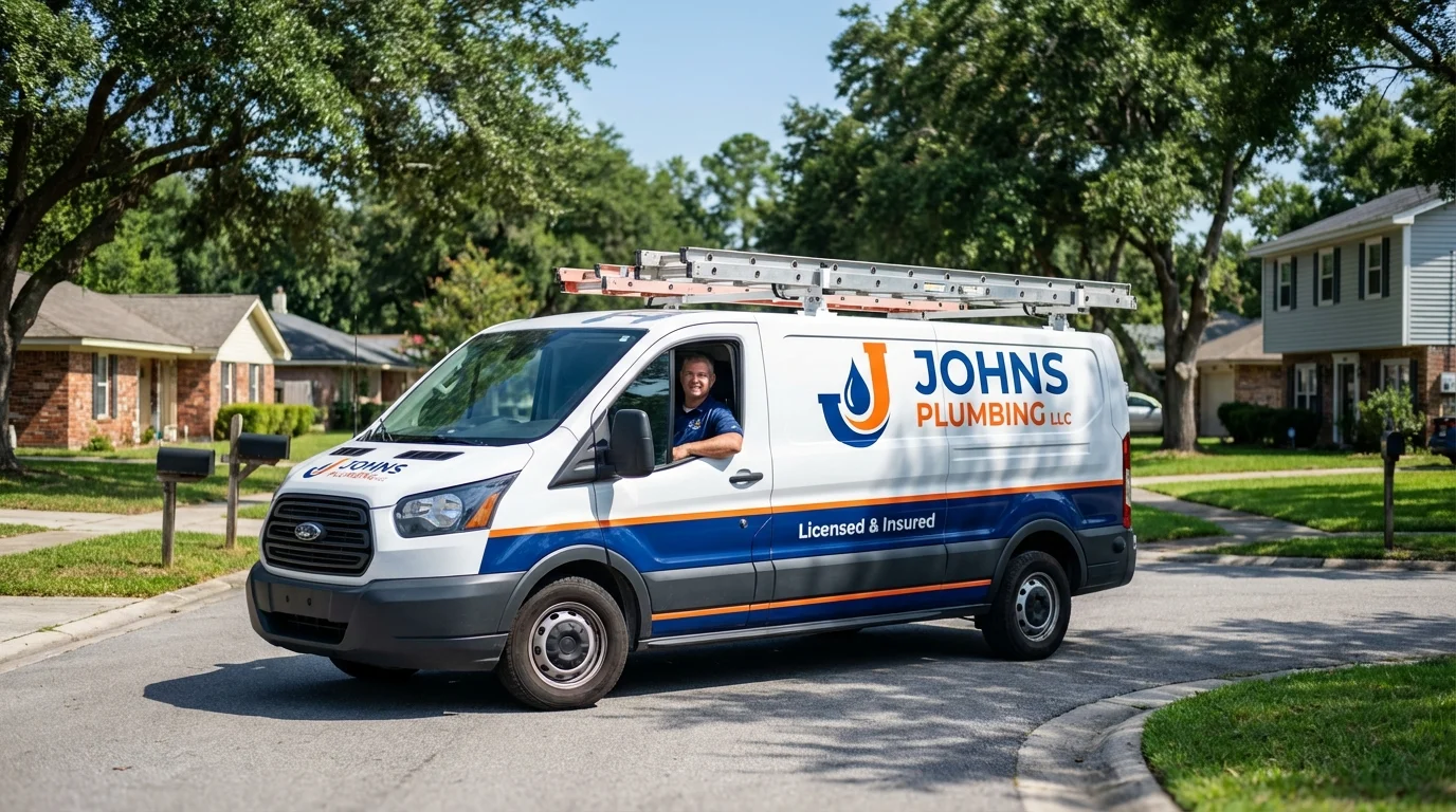 Johns Plumbing LLC service van in North Palm Beach, FL