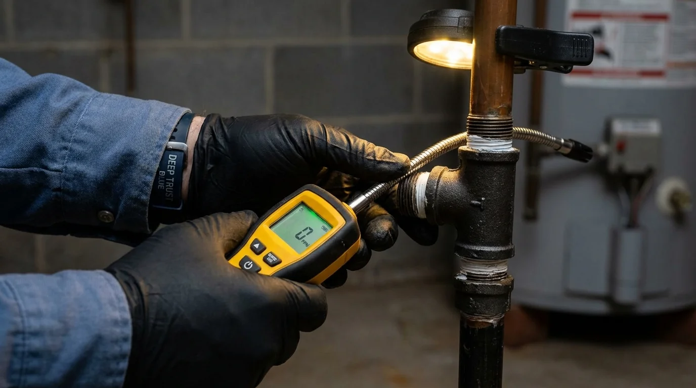 Gas leak detection with electronic sniffer by Johns Plumbing LLC in North Palm Beach