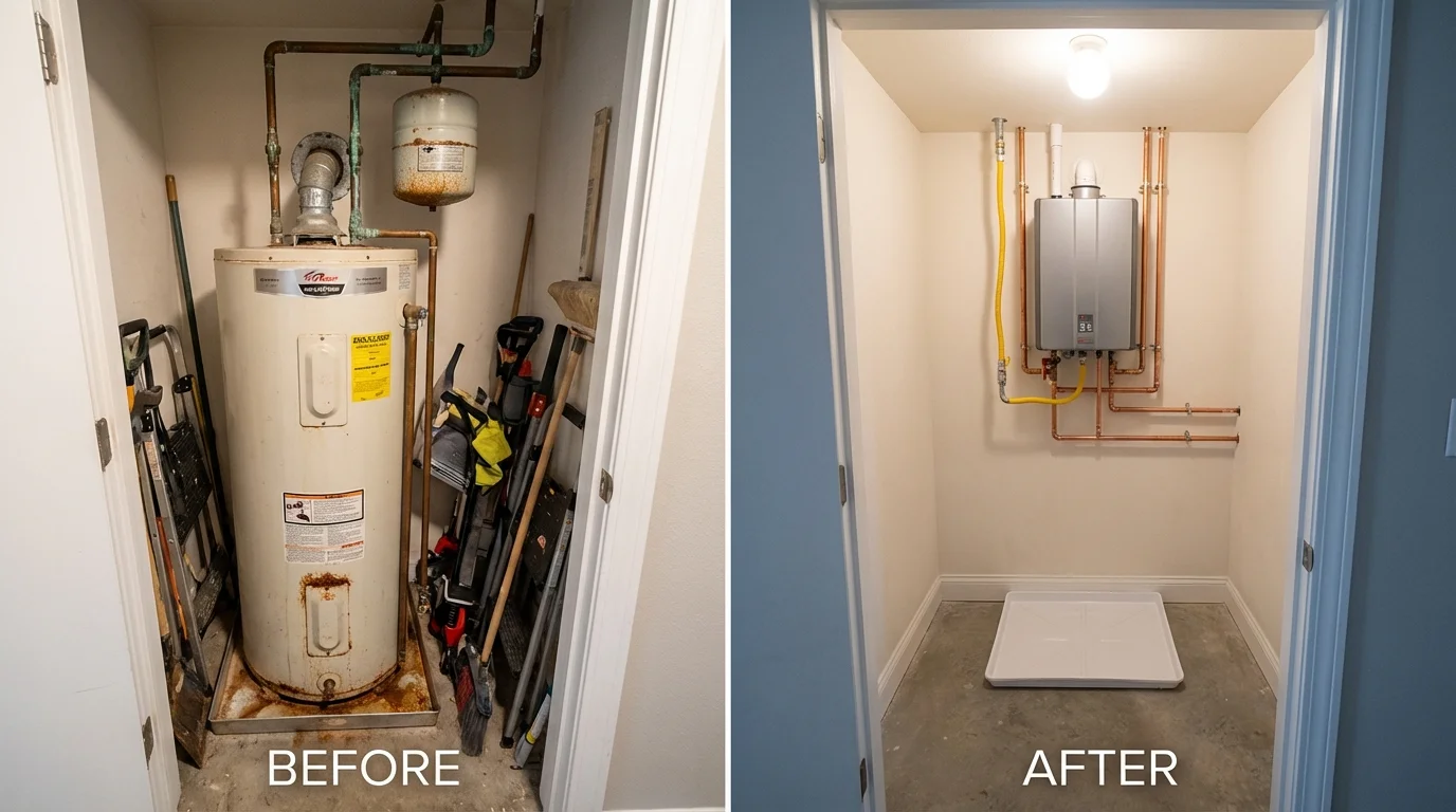 Tank water heater versus wall-mounted tankless unit comparison for North Palm Beach, FL homeowners